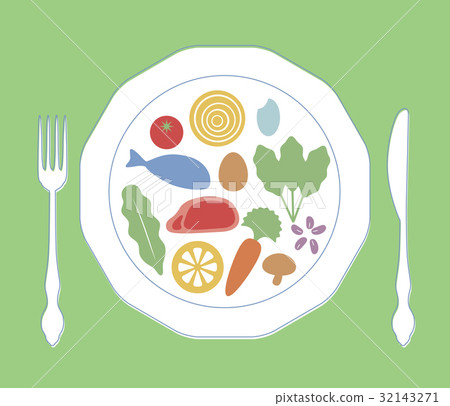 食物成分排列在盤子裡 32143271