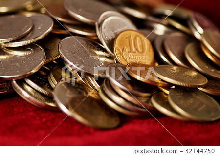 Russian coins on a background of suede Russian coins on a background of suede 32144750