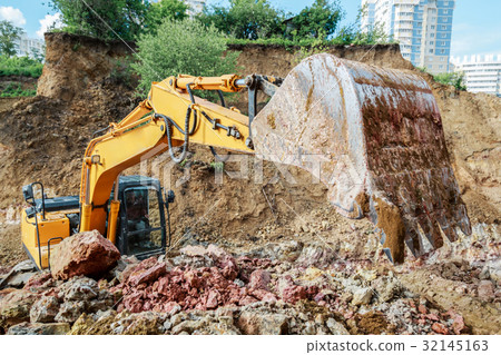 Excavator bucket close-up. 32145163