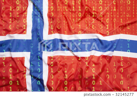Binary code with Norway flag, data protection Binary code with Norway flag, data protection 32145277