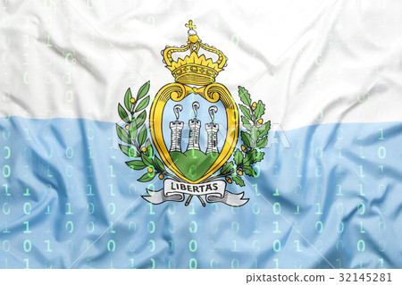 Binary code with San Marino flag, data protection  32145281