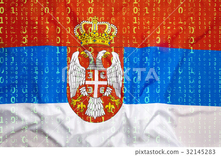 Binary code with Serbia flag, data protection Binary code with Serbia flag, data protection 32145283