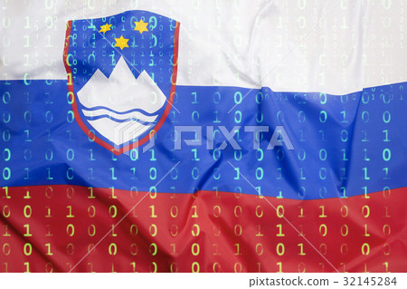 Binary code with Slovenia flag, data protection Binary code with Slovenia flag, data protection 32145284