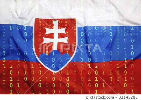 Binary code with Slovakia flag, data protection Binary code with Slovakia flag, data protection 32145285