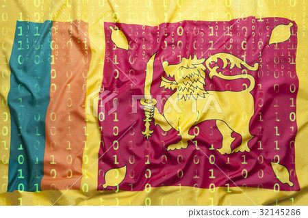 Binary code with Sri Lanka flag, data protection Binary code with Sri Lanka flag, data protection 32145286