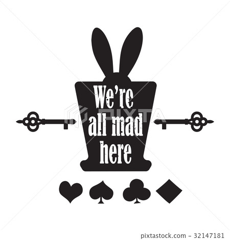 Vector quote with top hat, ear rabbit, key and Vector quote with top hat, ear rabbit, key and 32147181