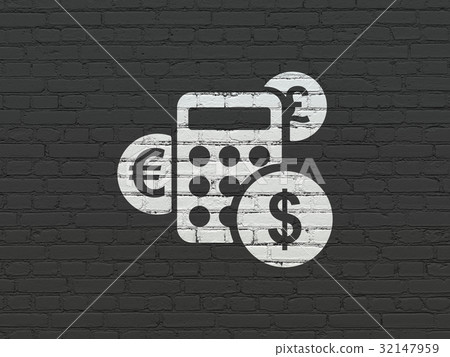 Advertising concept: Calculator on wall background 32147959