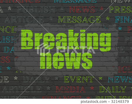 News concept: Breaking News on wall background 32148379