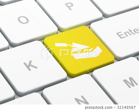 Construction concept: Brick Wall on computer Construction concept: Brick Wall on computer 32148567