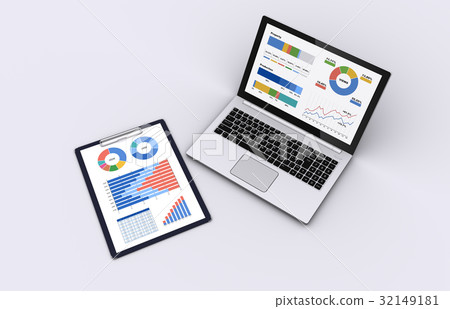 Laptop computer and clipboard - Stock Illustration [32149181] - PIXTA