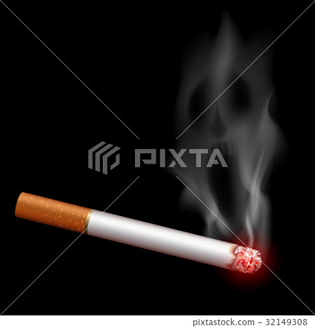 monster and a cigarette Cigarette with smoke in the form of a monster. - Stock Illustration  [32149308]