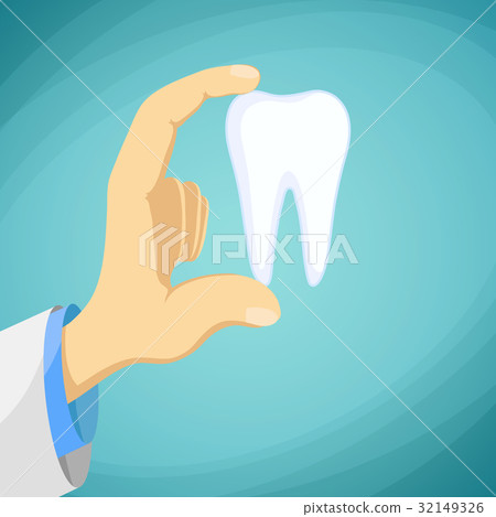 Doctor dentist holding a human tooth in his hand. - Stock Illustration ...