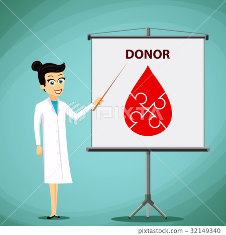 Woman doctor showing on the board donation symbol. 32149340
