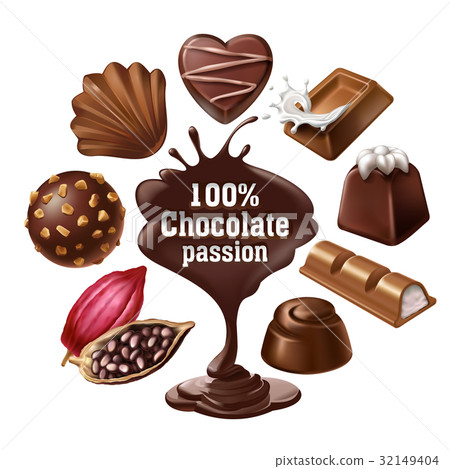 Set of vector icons of chocolate desserts and 32149404