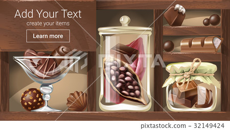 Vector illustration of a wooden rack with glass Vector illustration of a wooden rack with glass 32149424