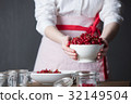 Housewife prepare canned head with ribes jam 32149504