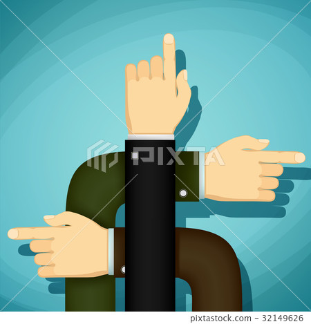 Human hands point the finger the direction 32149626