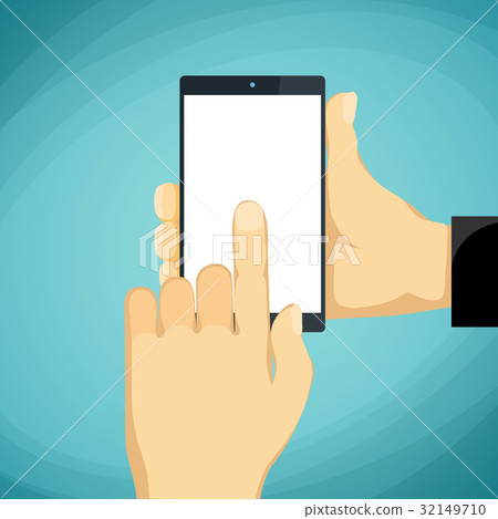 Man holds in a palm a smartphone Man holds in a palm a smartphone 32149710