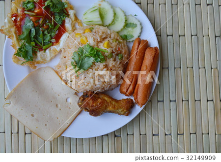 American fried rice Thai applied food on dish 32149909