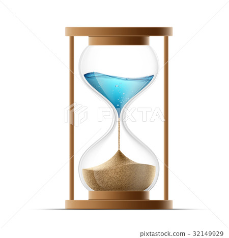 Icon hourglass with the sand and water. 32149929