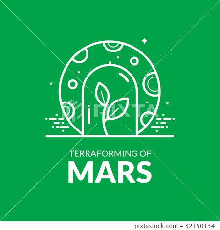 Terraforming of Mars, vector illustration 32150134