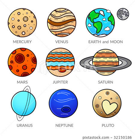Icons planet of solar system, vector illustration Icons planet of solar system, vector illustration 32150186