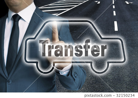 Transfer car touchscreen is operated by man concept Transfer car touchscreen is operated by man concept 32150234