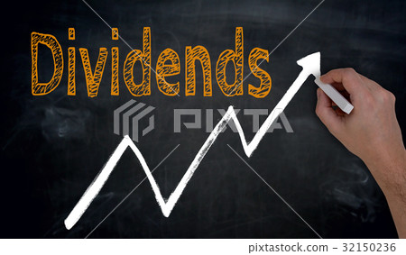 Dividends and graph is written by hand on blackboard Dividends and graph is written by hand on blackboard 32150236