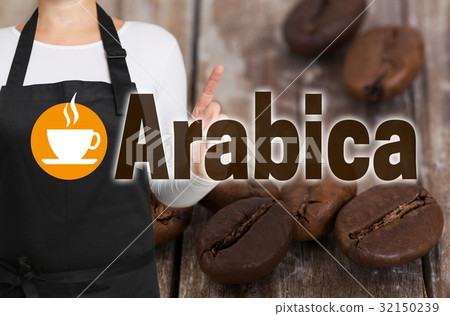Arabica concept is shown by coffee roaster Arabica concept is shown by coffee roaster 32150239
