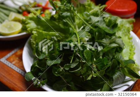 Condiments of food stall of Luang Prabang in Laos 32150364
