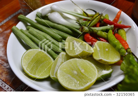 Condiments of food stall of Luang Prabang in Laos 32150365