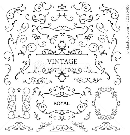 Vector set of vintage swirls, frames 32150406