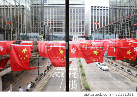 Hong Kong and China flags at July Hong Kong and China flags at July 32151331