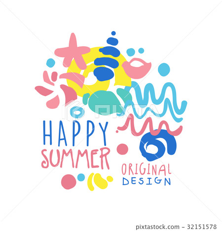 插圖素材: happy summer logo template original design