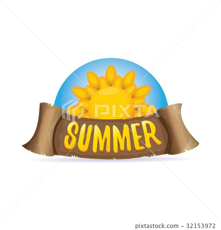 vector summer label with orange sun 32153972