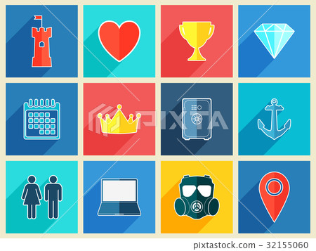Various flat design icons with long shadow effect 32155060