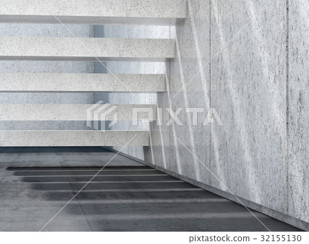 Stone stairs and concrete floor. 3d render 32155130