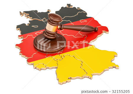 Wooden Gavel on map of Germany, 3D rendering 32155205