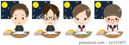 學生準備在半夜學習 32155977