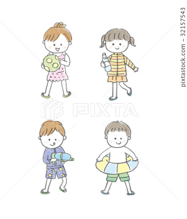 Summer children playing in the water 32157543