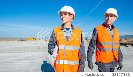 two engineers at airport runway 32157586
