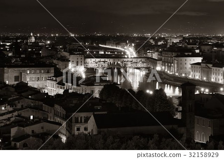 Florence skyline night black and white 32158929