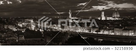 Florence skyline night panorama bw 32158930