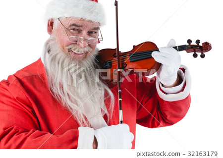 Smiling santa claus playing violin 32163179