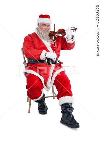 Smiling santa claus playing violin 32163259