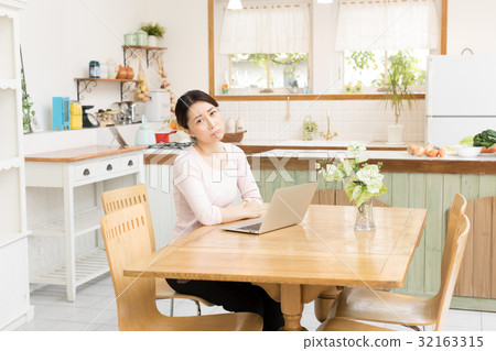Housewife using a personal computer Housewife using a personal computer 32163315