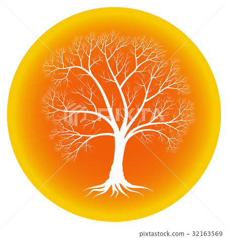 Abstract tree on an orange background Abstract tree on an orange background 32163569