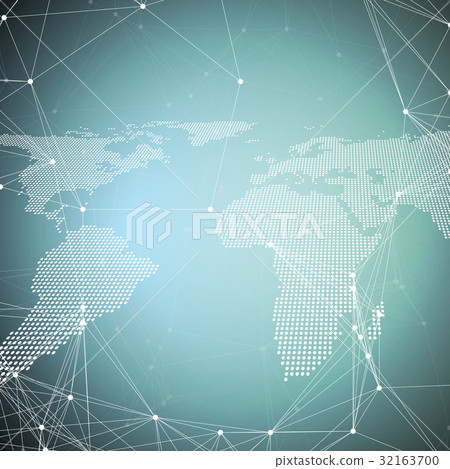 World map on blue. Global network connections World map on blue. Global network connections 32163700