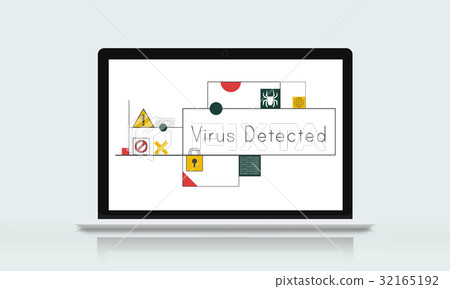 Network connection graphic overlay background on computer 32165192