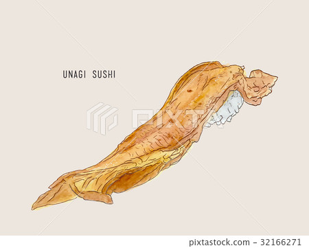 hand drawn sushi with smoked eel. sketch vector. hand drawn sushi with smoked eel. sketch vector. 32166271